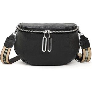 💫 Glt.etl Crossbody Bag Women Black Fashion Leather Genuine Belt Waist Pack